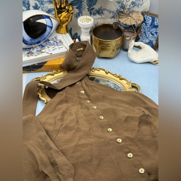 🆕 CULT GAIA 🧿 NWOT Romia Button-Detail Dress, Affogato Brown - Sz M - Picture 13 of 16